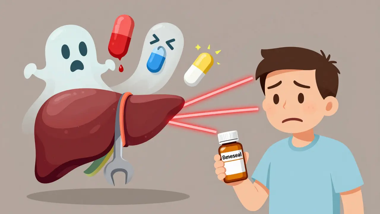 Patient unaware as ghostly medications turn dangerous above them due to goldenseal interaction.