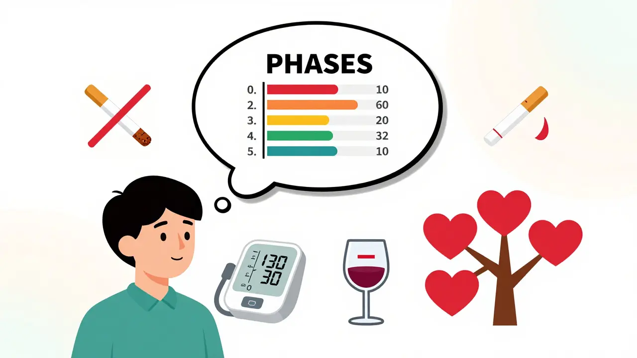Person with lifestyle icons showing how smoking, blood pressure, and alcohol affect aneurysm risk.